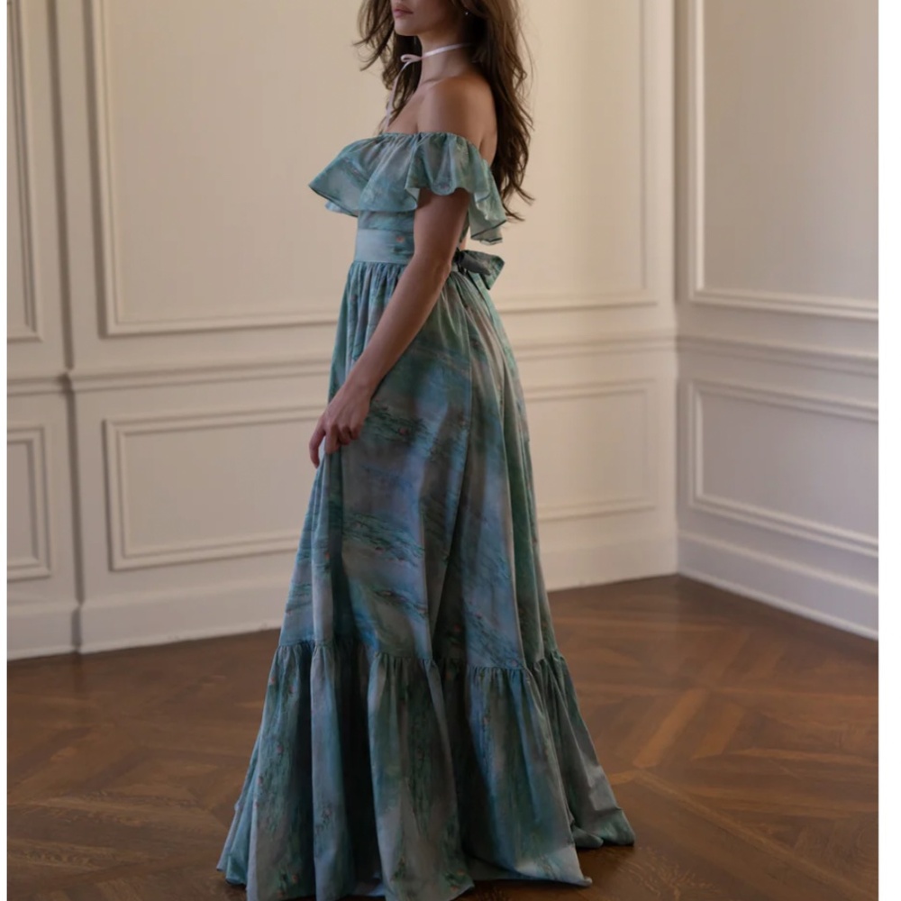 Selkie Mint Green and Seafoam Off-Shoulder Maxi Dress - Picture 3 of 9